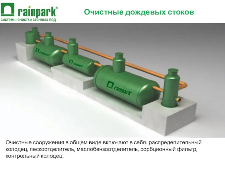 Очистные дождевых стоков Очистные сооружения в общем виде включают в