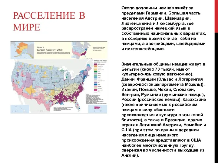 РАССЕЛЕНИЕ В МИРЕ Около половины немцев живёт за пределами Германии.