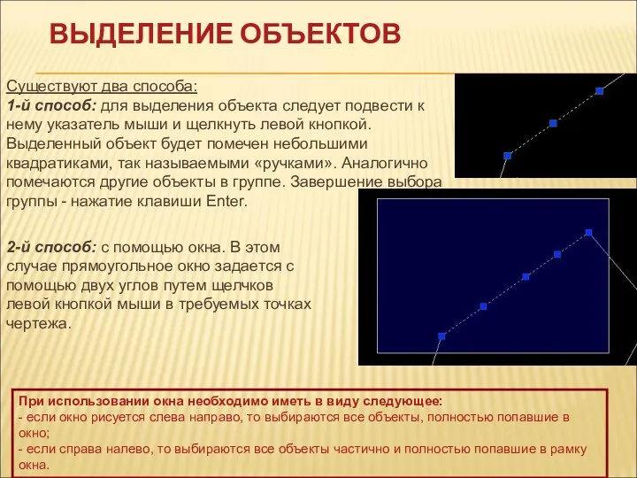 ВЫДЕЛЕНИЕ ОБЪЕКТОВ Существуют два способа: 1-й способ: для выделения объекта