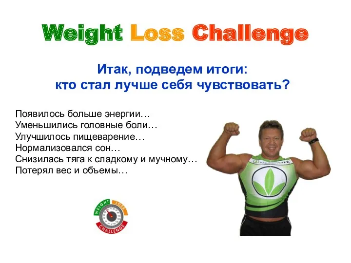 Weight Loss Challenge Итак, подведем итоги: кто стал лучше себя чувствовать? Появилось больше
