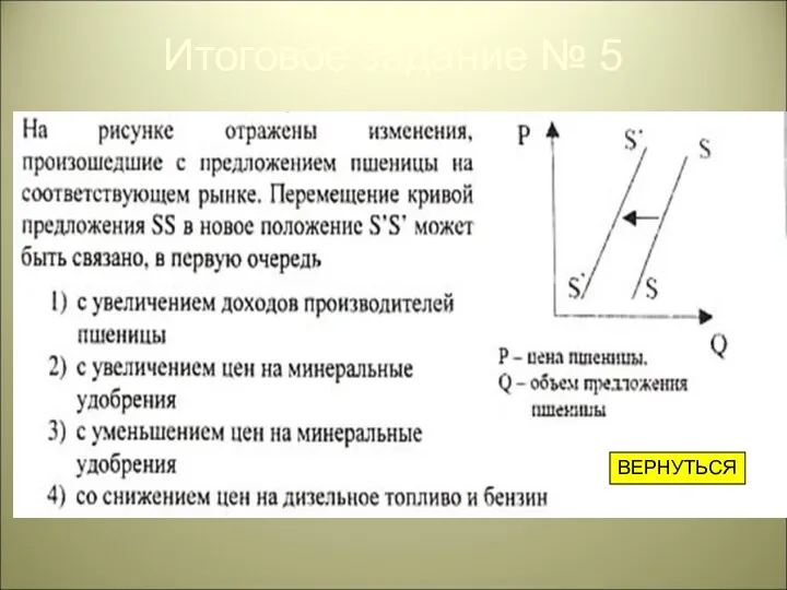 Итоговое задание № 5 ВЕРНУТЬСЯ