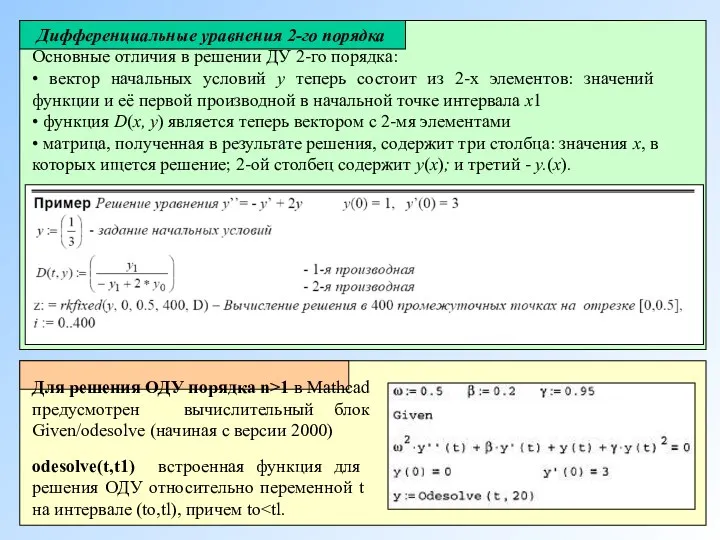 Дифференциальные уравнения 2-го порядка Основные отличия в решении ДУ 2-го