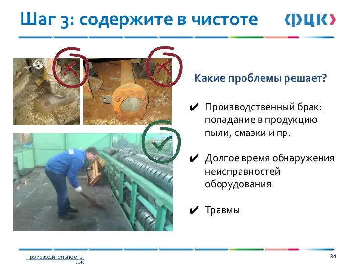 Шаг 3: содержите в чистоте Какие проблемы решает? Производственный брак: