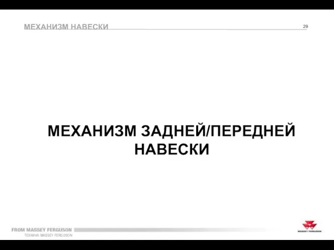 МЕХАНИЗМ НАВЕСКИ МЕХАНИЗМ ЗАДНЕЙ/ПЕРЕДНЕЙ НАВЕСКИ