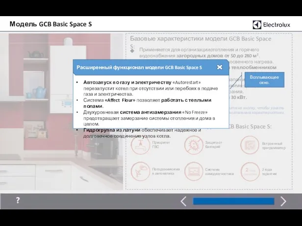 Модель GCB Basic Space S Преимущества котлов модели GCB Basic