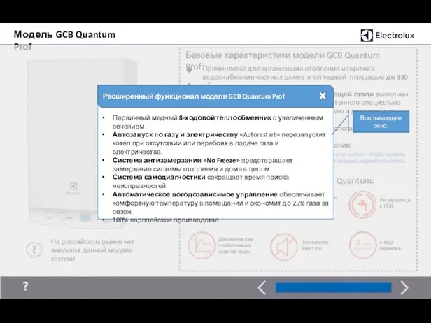 Модель GCB Quantum Prof Преимущества котлов модели GCB Quantum: Самопромывающийся