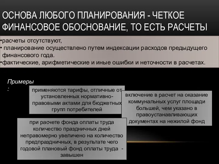 ОСНОВА ЛЮБОГО ПЛАНИРОВАНИЯ - ЧЕТКОЕ ФИНАНСОВОЕ ОБОСНОВАНИЕ, ТО ЕСТЬ РАСЧЕТЫ