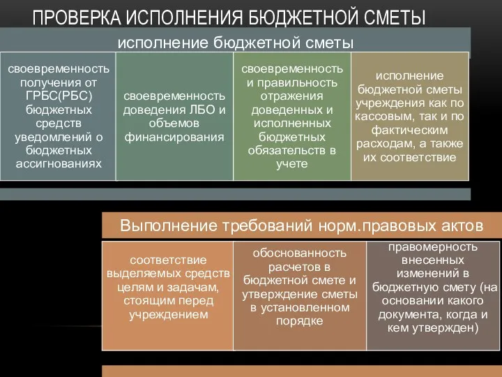 ПРОВЕРКА ИСПОЛНЕНИЯ БЮДЖЕТНОЙ СМЕТЫ