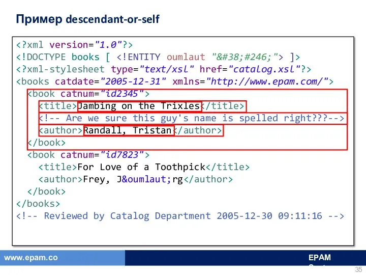 Пример descendant-or-self ]> Jambing on the Trixles Randall, Tristan For Love of a Toothpick Frey, J&oumlaut;rg