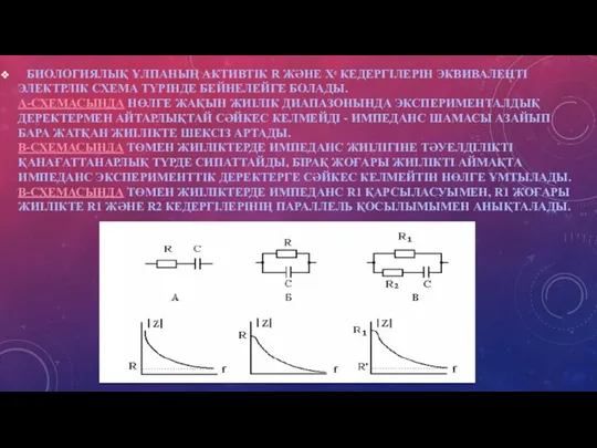 БИОЛОГИЯЛЫҚ ҰЛПАНЫҢ АКТИВТІК R ЖӘНЕ Xᶜ КЕДЕРГІЛЕРІН ЭКВИВАЛЕНТІ ЭЛЕКТРЛІК СХЕМА
