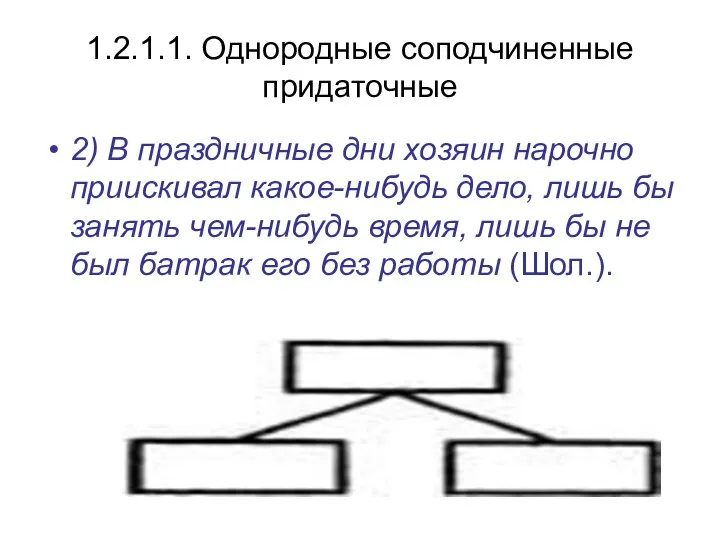 1.2.1.1. Однородные соподчиненные придаточные 2) В праздничные дни хозяин нарочно