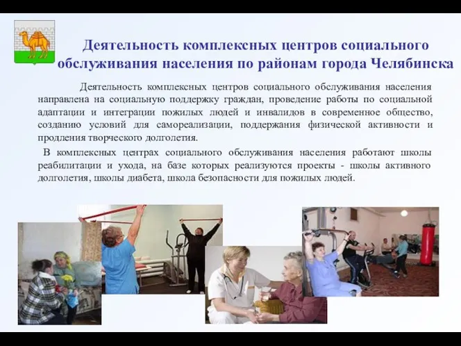 Деятельность комплексных центров социального обслуживания населения по районам города Челябинска