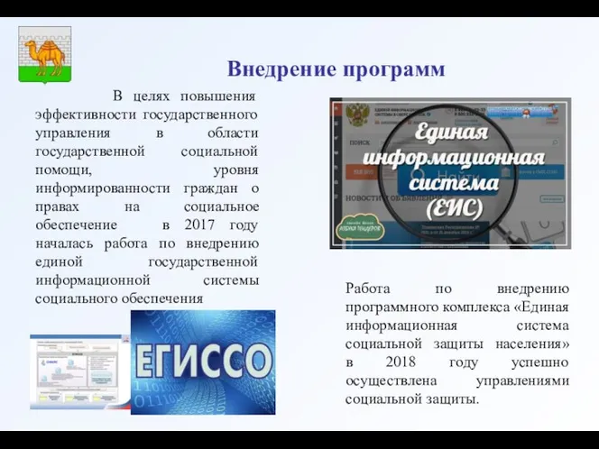 Внедрение программ В целях повышения эффективности государственного управления в области