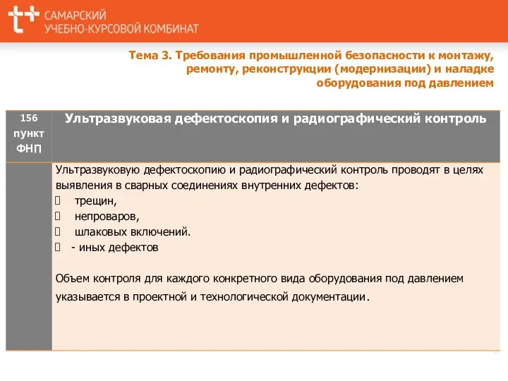 Тема 3. Требования промышленной безопасности к монтажу, ремонту, реконструкции (модернизации) и наладке оборудования под давлением