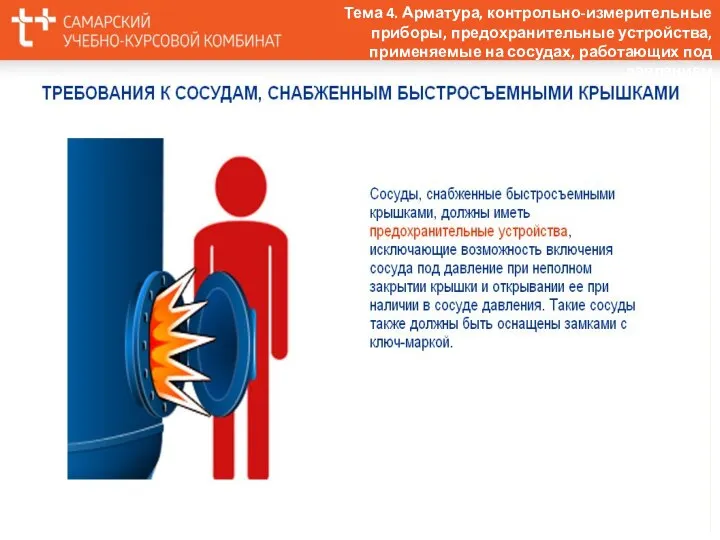 Тема 4. Арматура, контрольно-измерительные приборы, предохранительные устройства, применяемые на сосудах, работающих под давлением