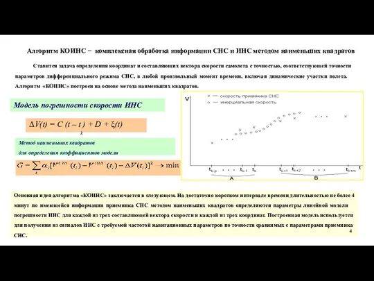 Модель погрешности скорости ИНС ΔV(t) = C (t – tk)