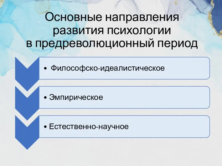 Основные направления развития психологии в предреволюционный период