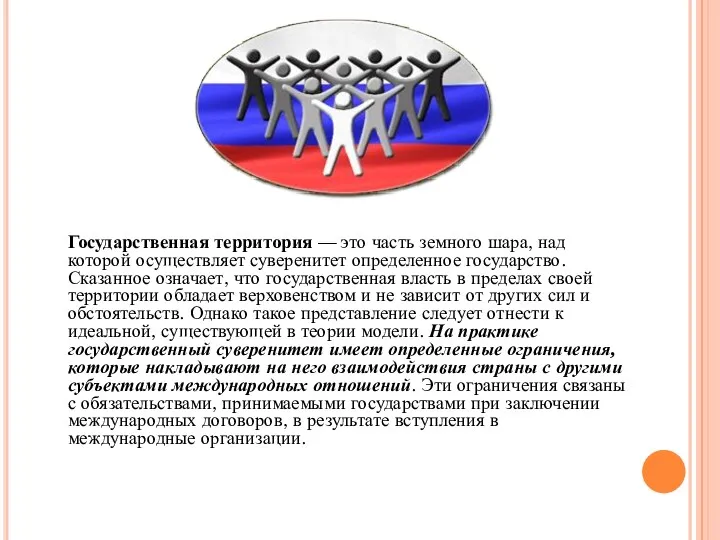 Государственная территория — это часть земного шара, над которой осуществляет