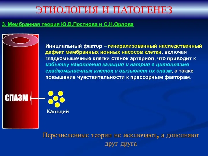 3. Мембранная теория Ю.В.Постнова и С.Н.Орлова ЭТИОЛОГИЯ И ПАТОГЕНЕЗ Инициальный