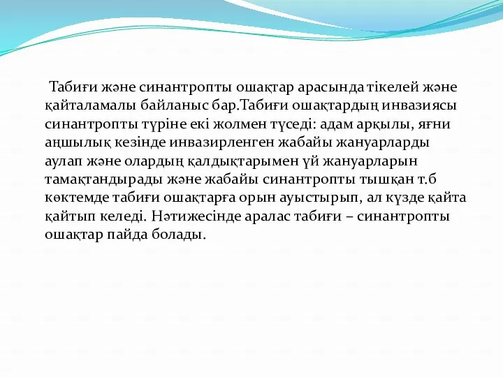 Табиғи және синантропты ошақтар арасында тікелей және қайталамалы байланыс бар.Табиғи