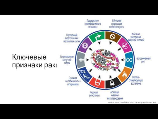 Ключевые признаки рака Hanahan D, et al., “Hallmarks of cancer: the next generation”, Cell, 2011