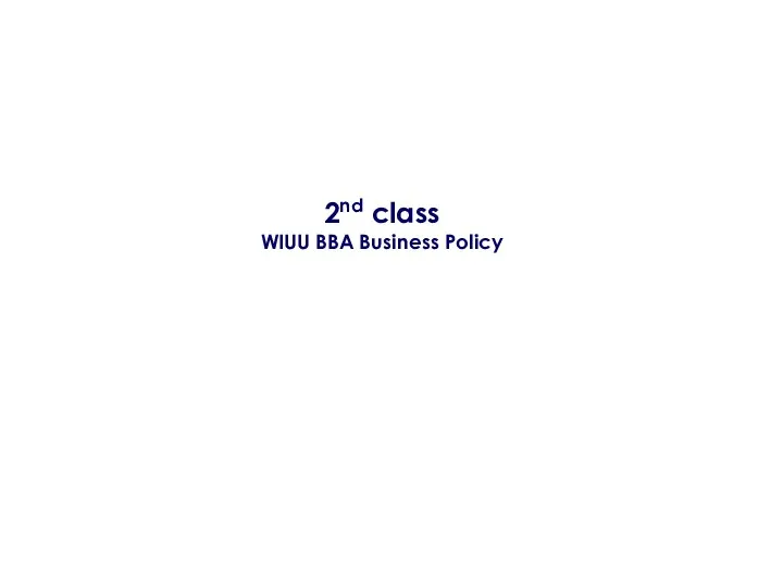 2nd class WIUU BBA Business Policy