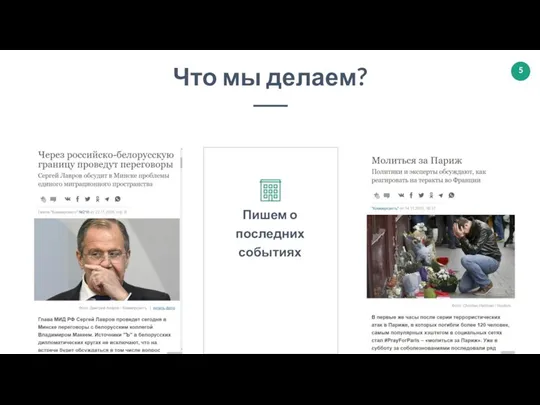 Пишем о последних событиях Что мы делаем?