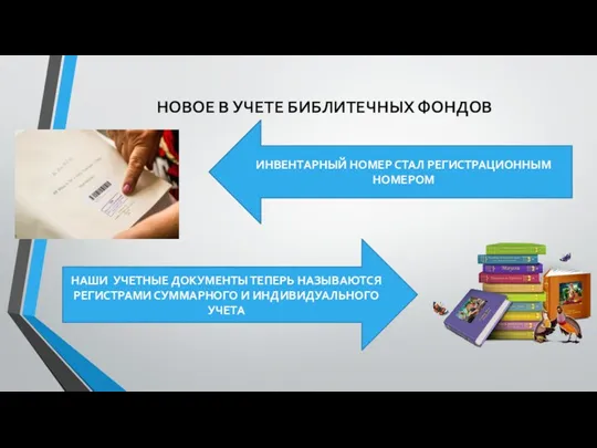 НОВОЕ В УЧЕТЕ БИБЛИТЕЧНЫХ ФОНДОВ ИНВЕНТАРНЫЙ НОМЕР СТАЛ РЕГИСТРАЦИОННЫМ НОМЕРОМ