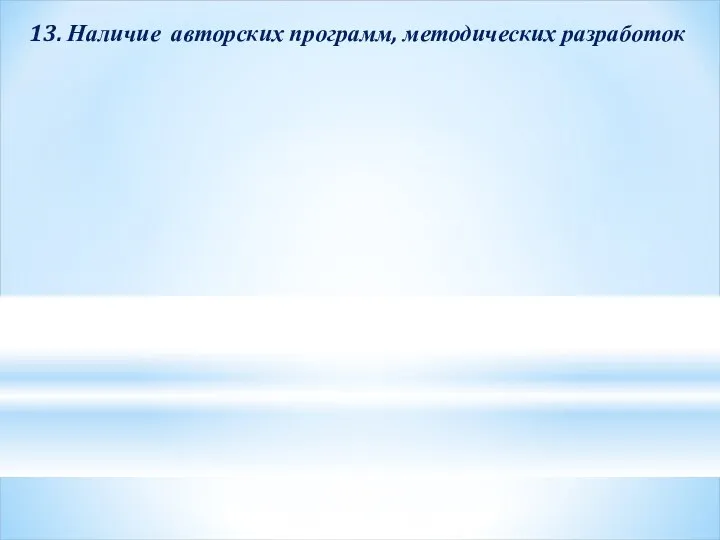 13. Наличие авторских программ, методических разработок