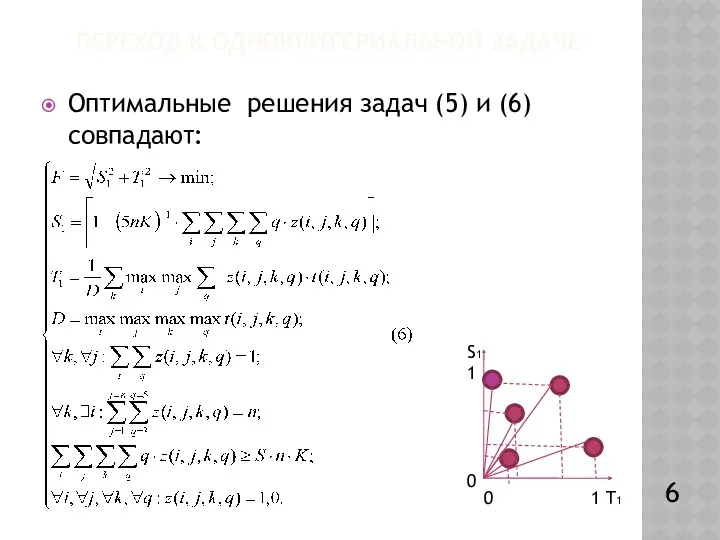 ПЕРЕХОД К ОДНОКРИТЕРИАЛЬНОЙ ЗАДАЧЕ Оптимальные решения задач (5) и (6)