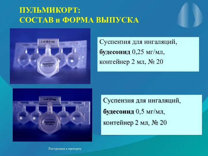 ПУЛЬМИКОРТ: СОСТАВ и ФОРМА ВЫПУСКА Инструкция к препарату