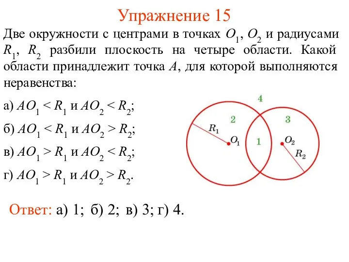 Упражнение 15 Две окружности с центрами в точках O1, O2