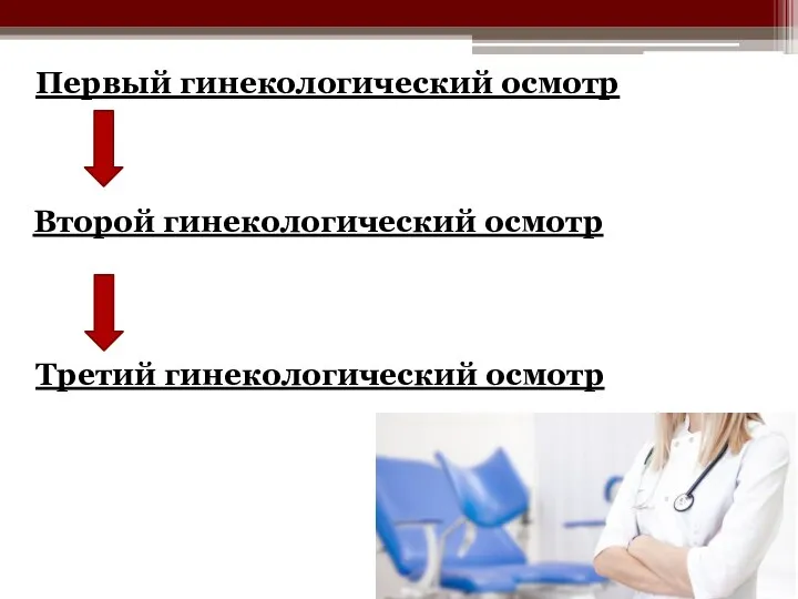 Третий гинекологический осмотр Второй гинекологический осмотр Первый гинекологический осмотр