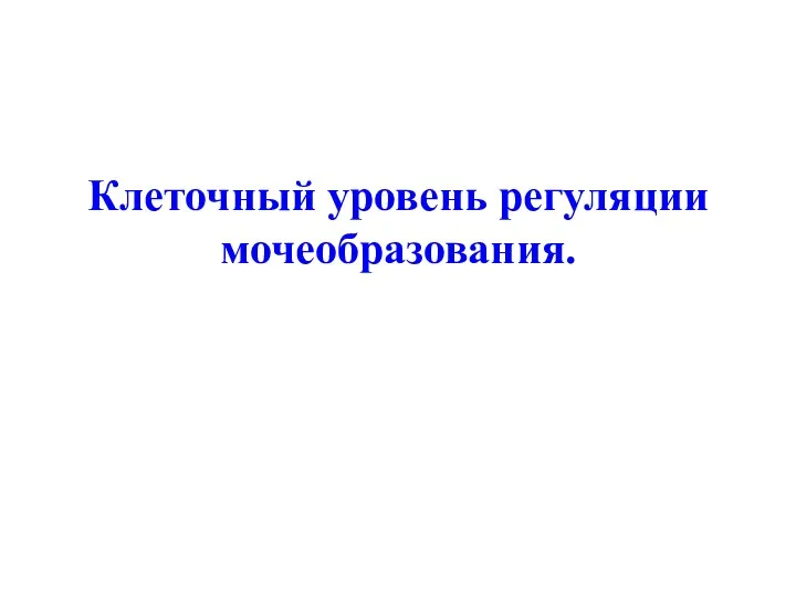 Клеточный уровень регуляции мочеобразования.