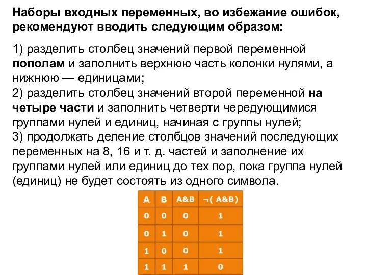 Наборы входных переменных, во избежание ошибок, рекомендуют вводить следующим образом: