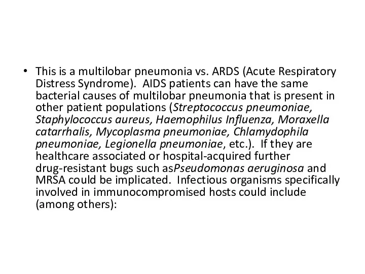 This is a multilobar pneumonia vs. ARDS (Acute Respiratory Distress