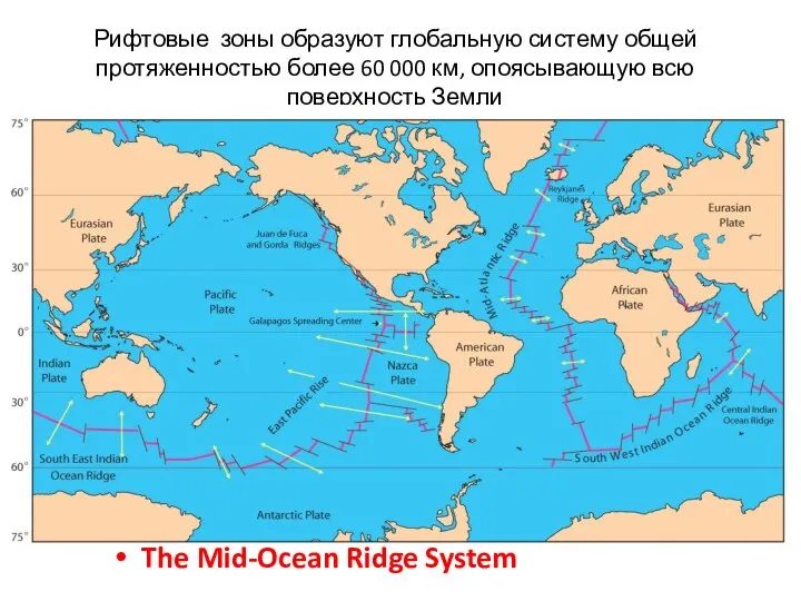 Рифтовые зоны образуют глобальную систему общей протяженностью более 60 000