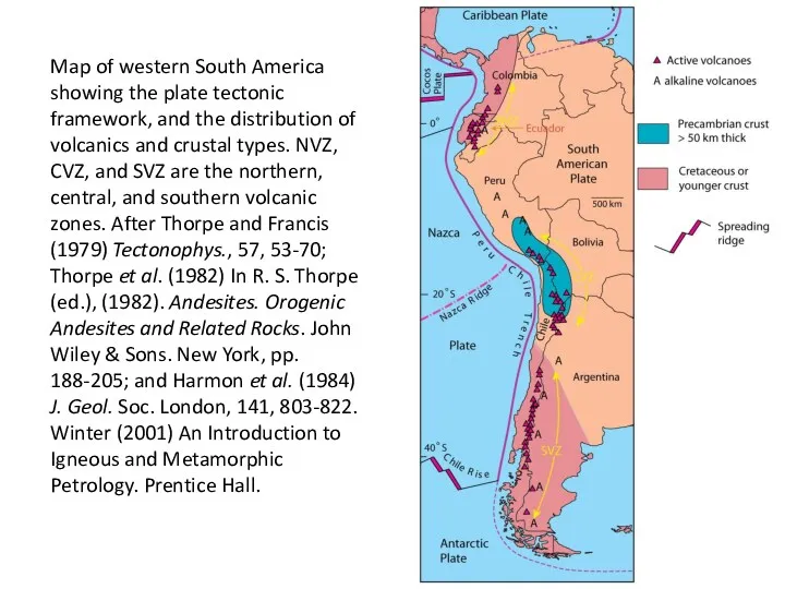Map of western South America showing the plate tectonic framework,