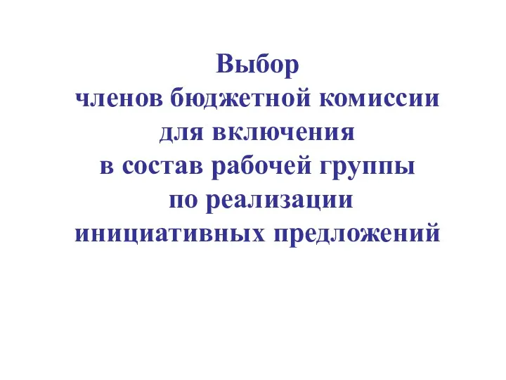 Выбор членов бюджетной комиссии для включения в состав рабочей группы по реализации инициативных предложений