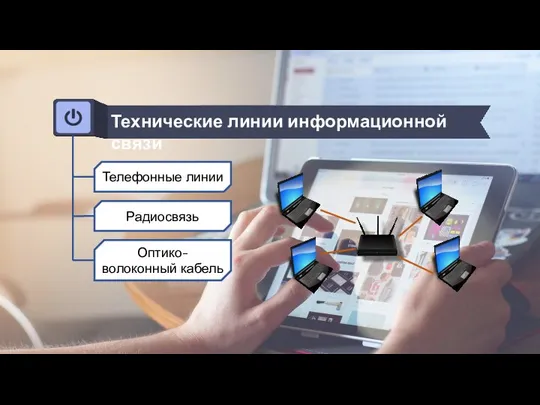 Технические линии информационной связи Телефонные линии Радиосвязь Оптико-волоконный кабель