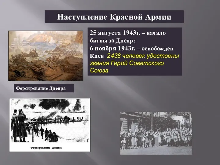 Наступление Красной Армии 25 августа 1943г. – начало битвы за