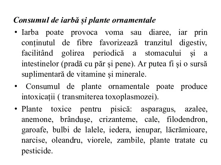 Consumul de iarbă și plante ornamentale Iarba poate provoca voma