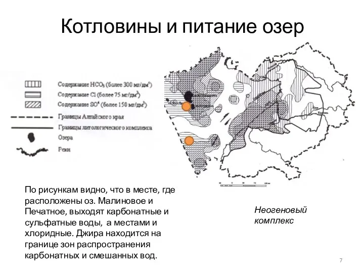 Котловины и питание озер Неогеновый комплекс По рисункам видно, что