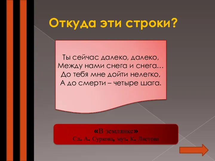 Откуда эти строки? Ты сейчас далеко, далеко, Между нами снега