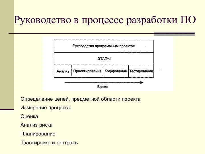 Руководство в процессе разработки ПО Определение целей, предметной области проекта