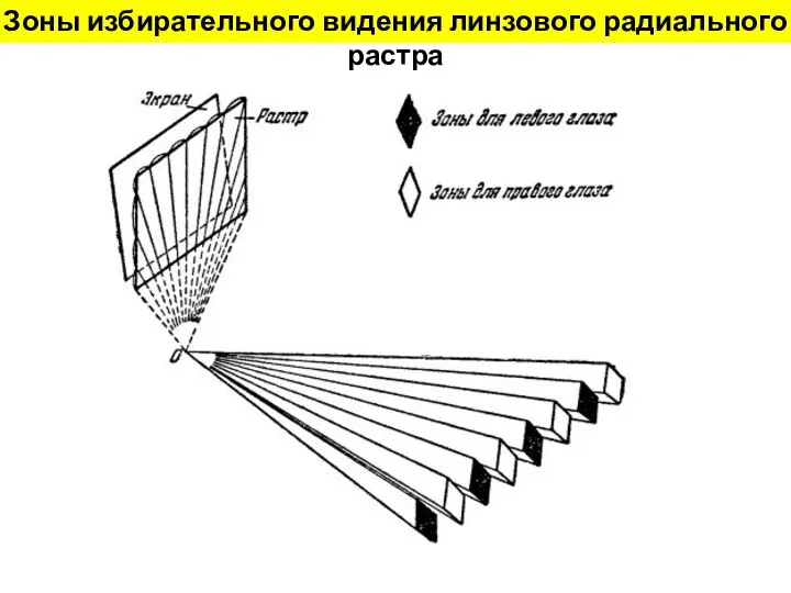 Зоны избирательного видения линзового радиального растра
