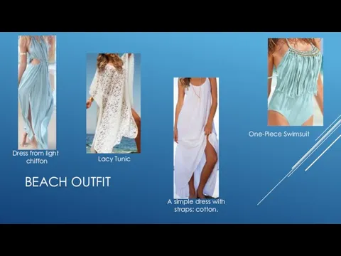 BEACH OUTFIT Dress from light chiffon Lacy Tunic A simple dress with straps: cotton. One-Piece Swimsuit