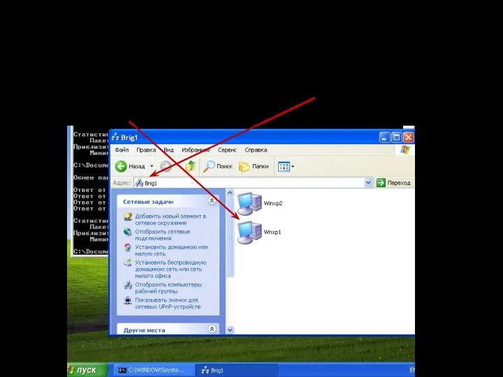 Проделайте эти же действия на рабочей станции WinXР2. Пуск->Мой Компьютер->Сеть->Отобразить