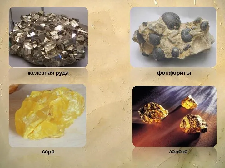 железная руда фосфориты сера золото