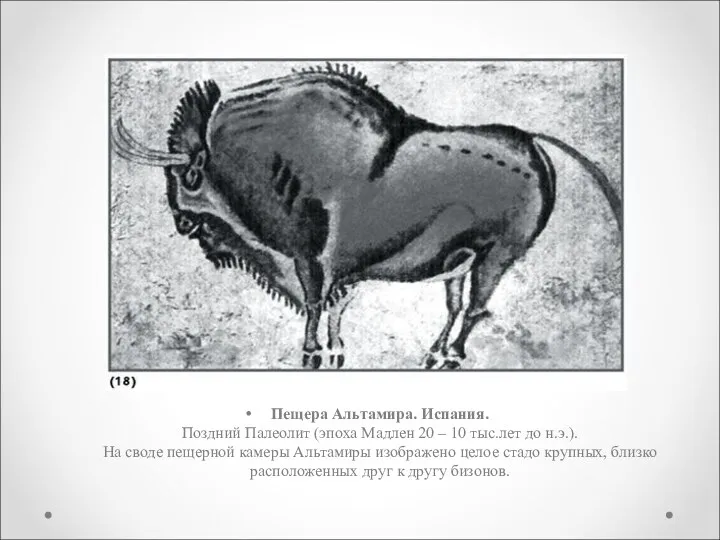 Пещера Альтамира. Испания. Поздний Палеолит (эпоха Мадлен 20 – 10